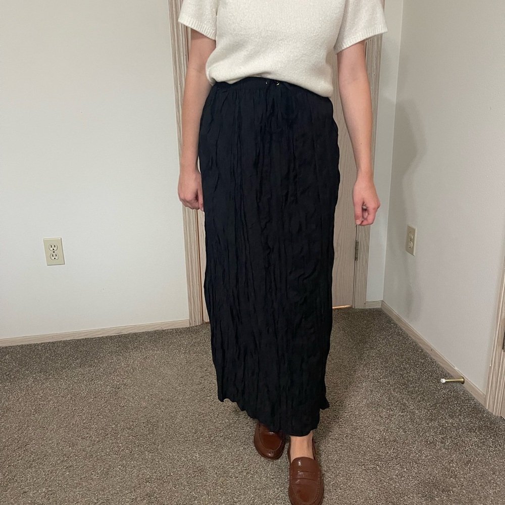 J. Crew Black Textured Maxi Skirt